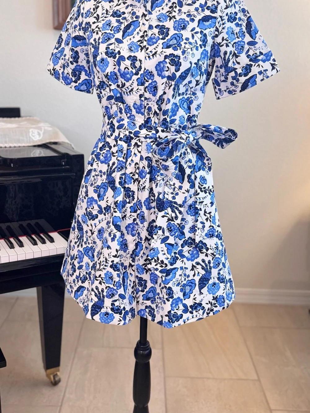 Kate Spade Floral Tie-Waist Shirt Dress